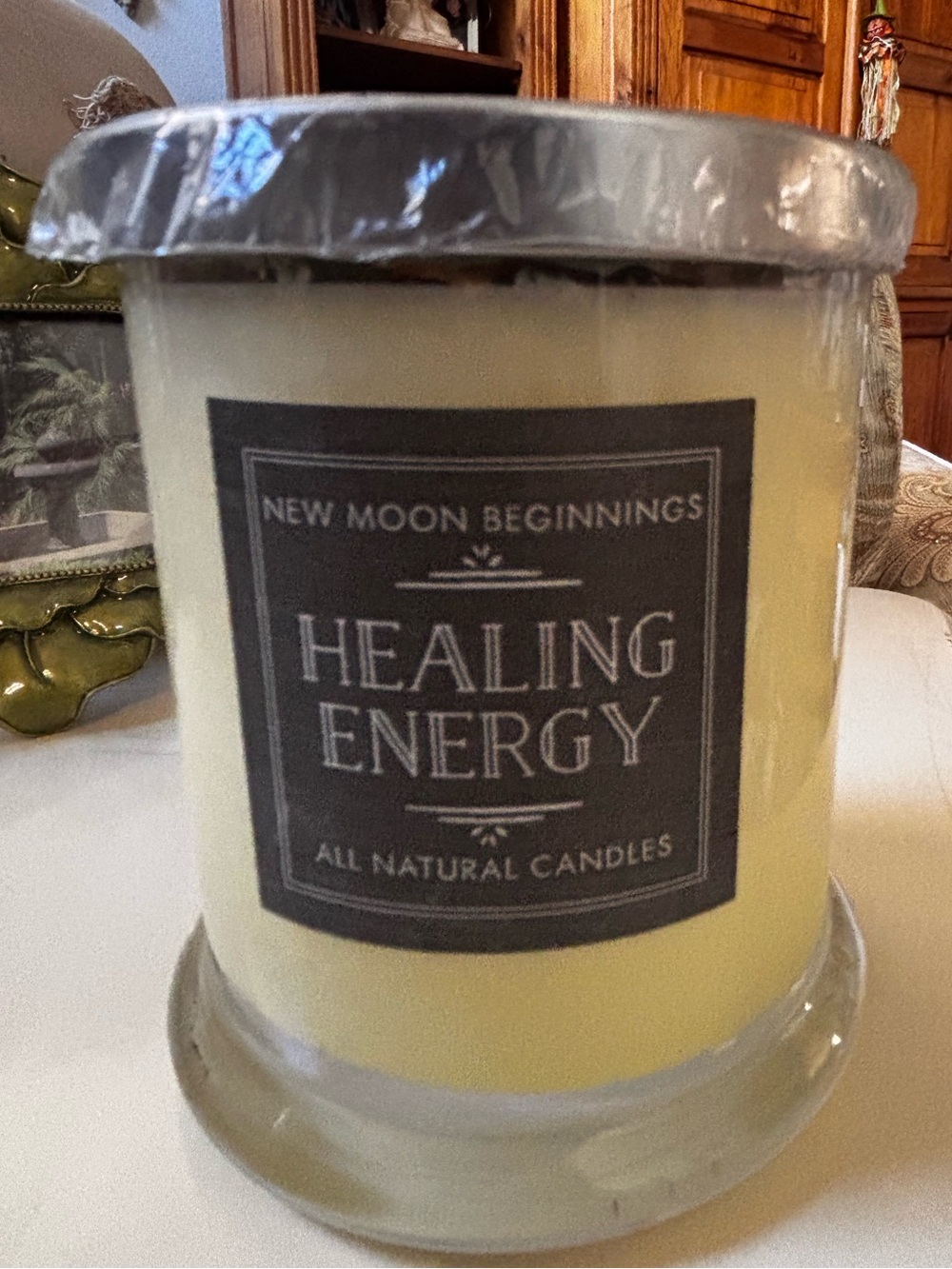 NWT New Moon Beginnings "Healing Energy" Crystal & Herb Intention Candle